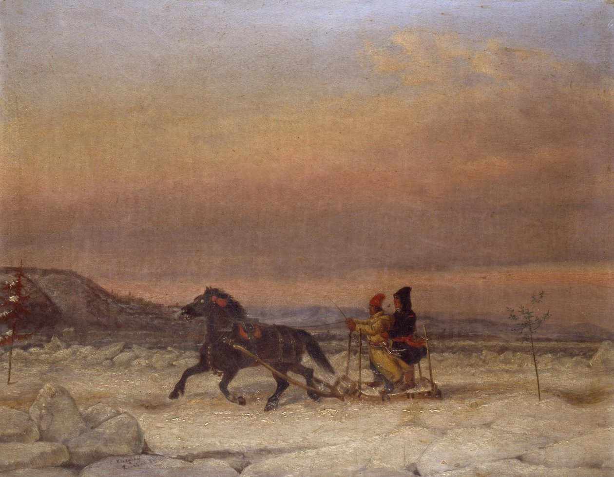 Sanki w śniegu autorstwa Cornelius Krieghoff
