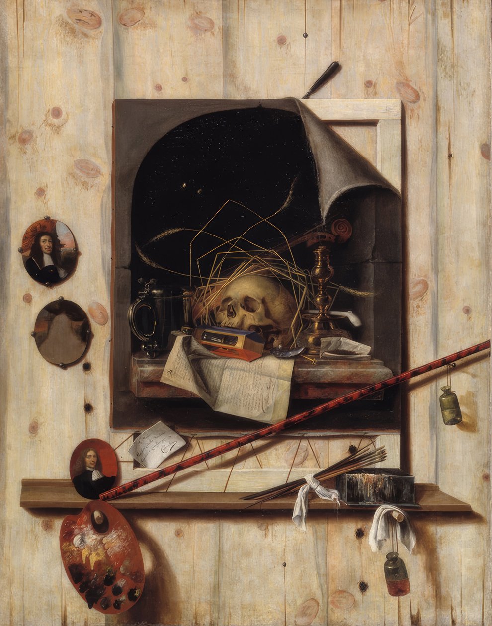 Ściana studyjna i martwa natura Vanitas autorstwa Cornelis Norbertus Gijsbrechts
