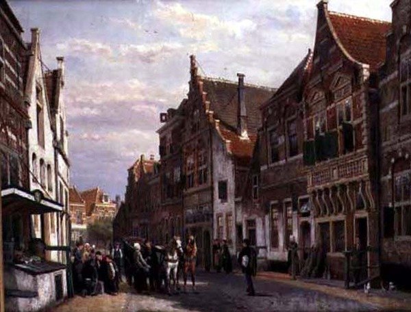 Oudewater (olej na płótnie) autorstwa Cornelius Springer