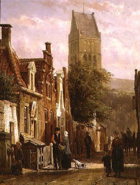 Scena uliczna w Bolsward autorstwa Cornelius Springer
