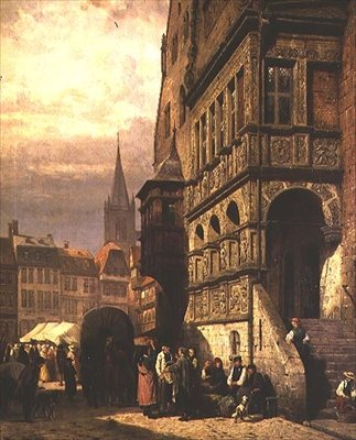 Ratusz i Rynek, Halberstadt autorstwa Cornelius Springer