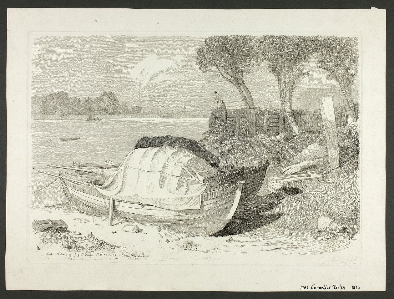 Przybrzeżne łodzie autorstwa Cornelius Varley