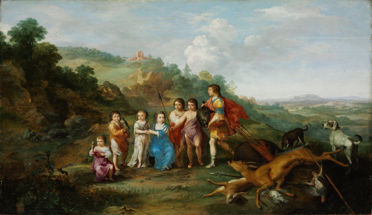 Siedmioro dzieci Winterkinga autorstwa Cornelis van Poelenburgh or Poelenburch