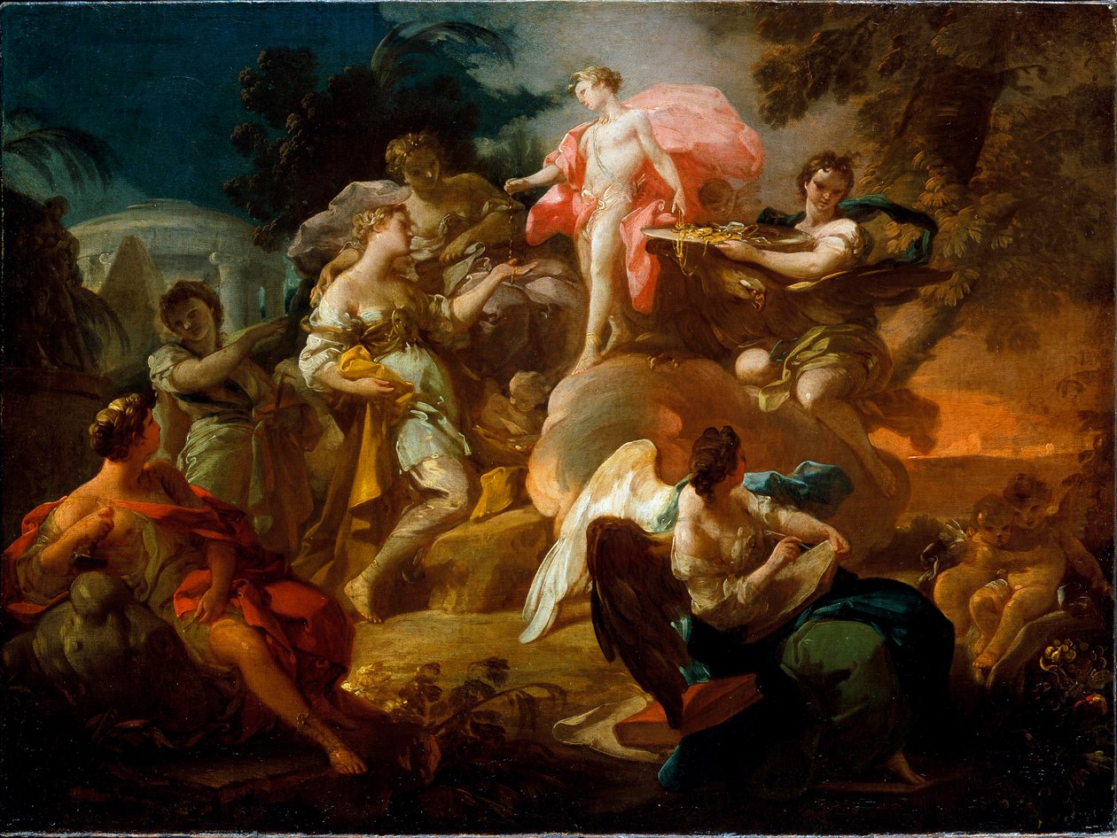 Apollo przyznający sztukę, c.1751 autorstwa Corrado Giaquinto
