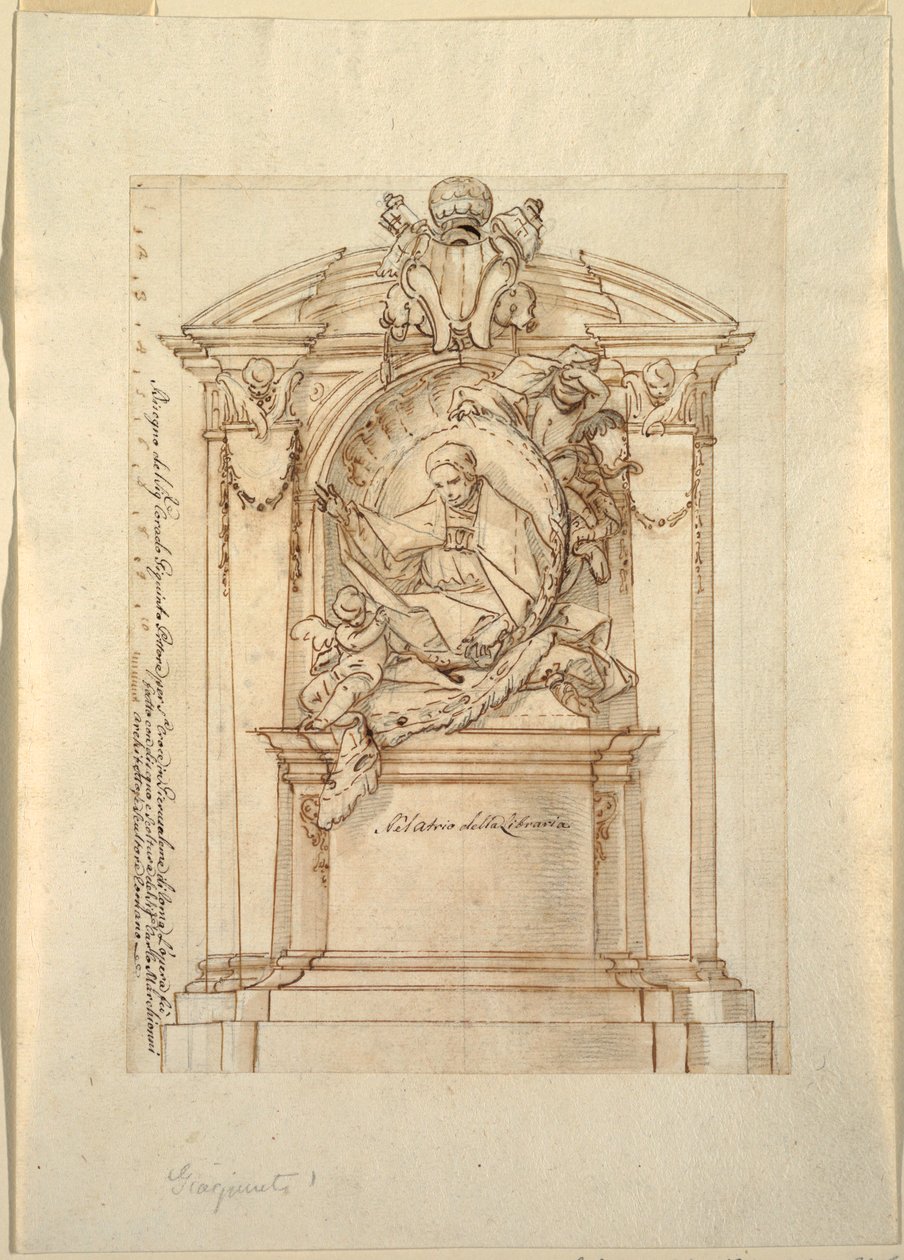 Rysunek, projekt pomnika, ok. 1750 r. autorstwa Corrado Giaquinto