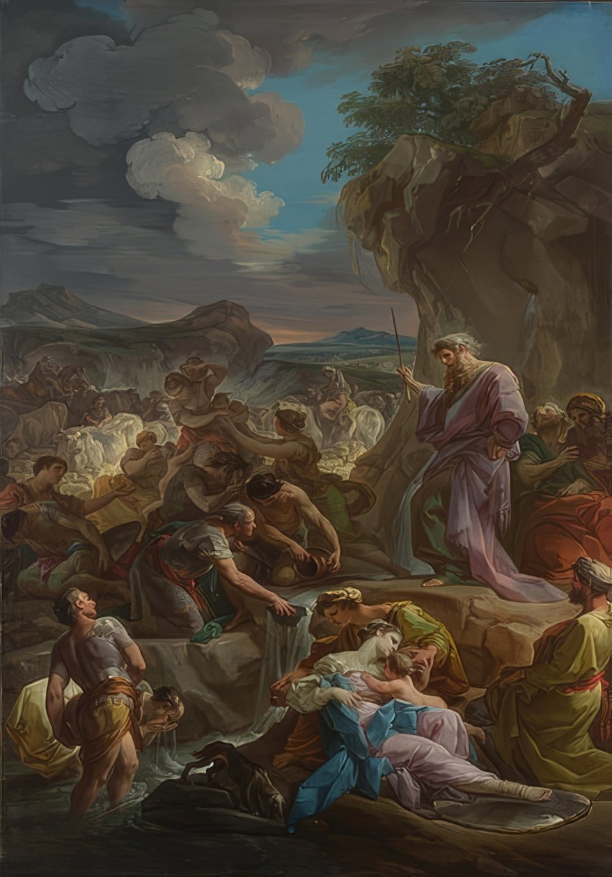 Mojżesz wybija wodę ze skały. 1743-44 autorstwa Corrado Giaquinto