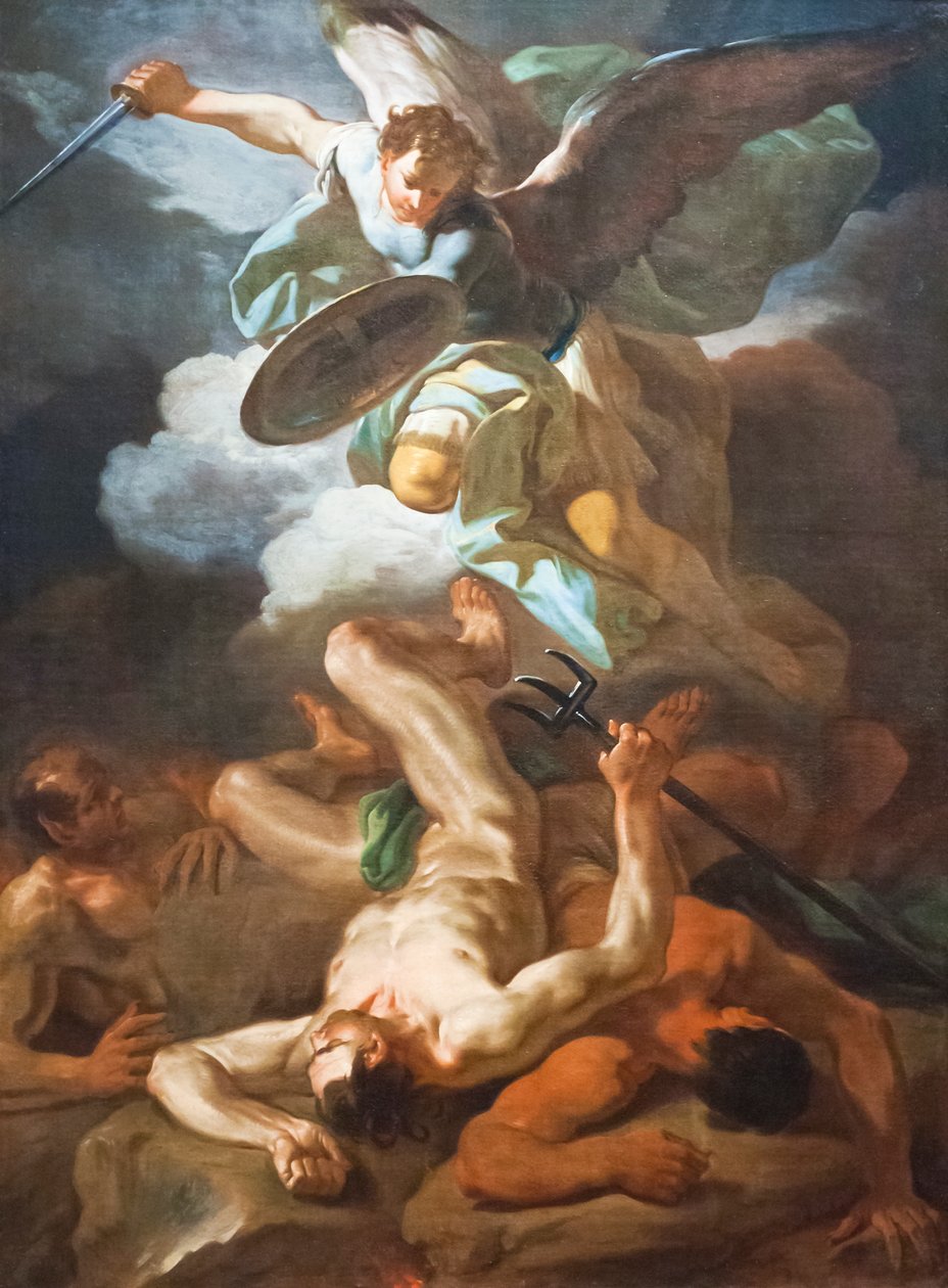 Święty Michał Archanioł pokonuje szatana (olej na płótnie) autorstwa Corrado Giaquinto
