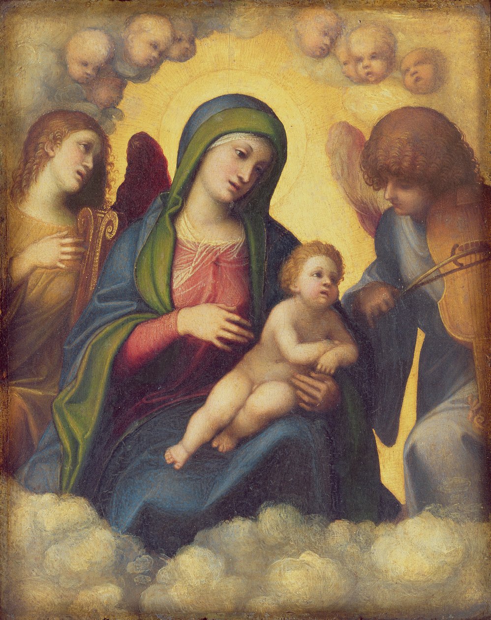 Madonna z Dzieciątkiem i dzieciątkiem w chwale, ok. 1520 r. autorstwa Antonio da Correggio