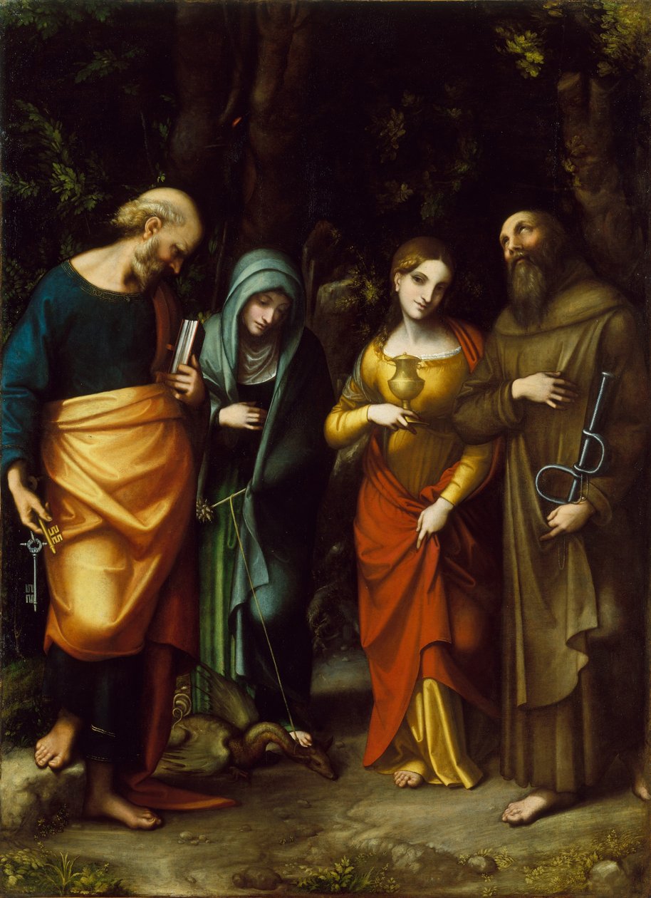 Święci Piotr, Marta, Maria Magdalena i Leonard, ok. 1515-7 autorstwa Antonio da Correggio