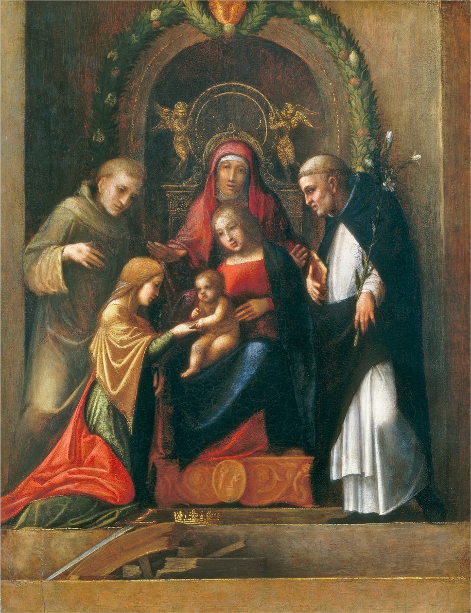 Mistyczne zaślubiny św Katarzyny, 1510-15 autorstwa Antonio da Correggio