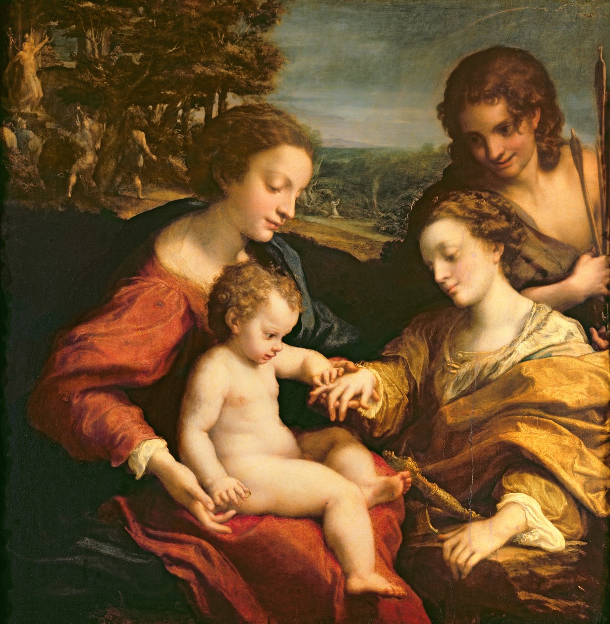 Mistyczne małżeństwo św. Katarzyny Aleksandryjskiej, ok. 1526-27 autorstwa Antonio da Correggio