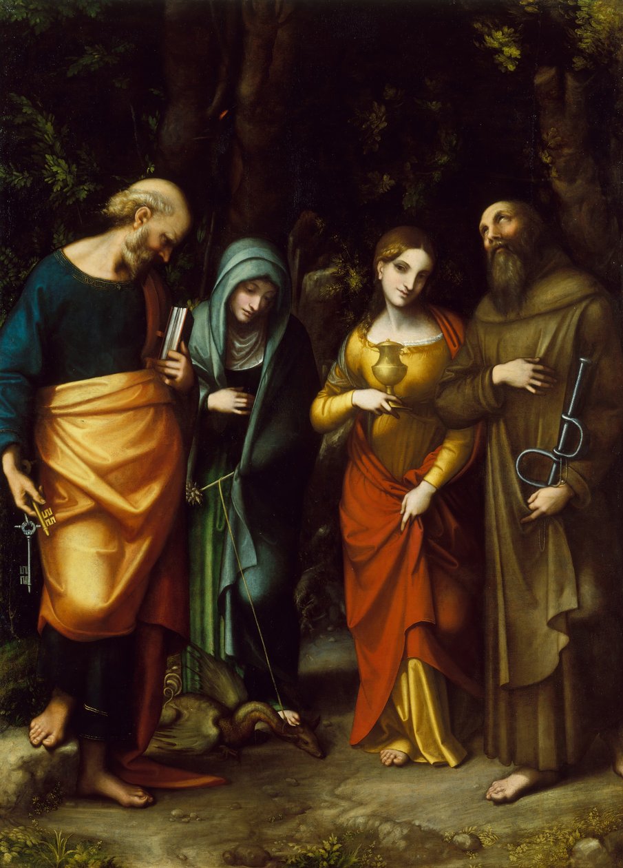 Święci Piotr, Marta, Maria Magdalena i Leonard, ca. 1515. autorstwa Correggio