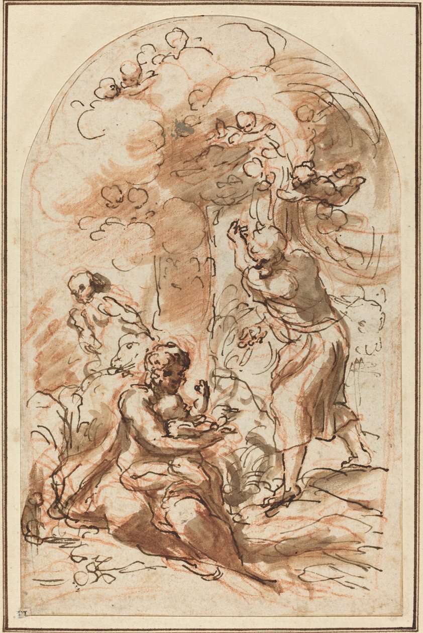 Studium do „Madonna della Scodella” [odbyt] autorstwa Correggio