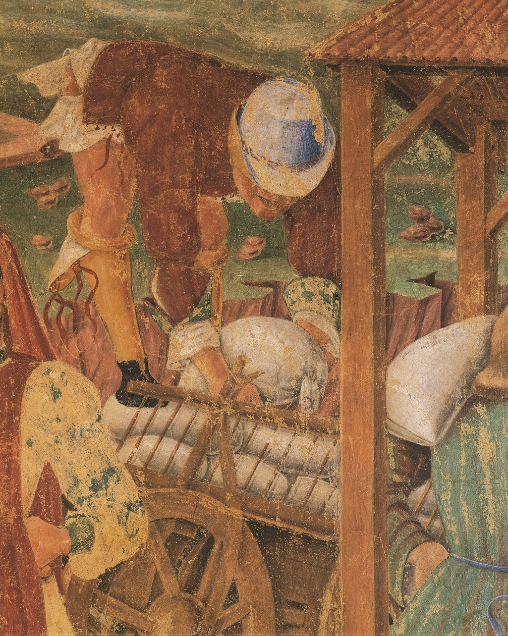Kupiec przy pracy, fragment z Triumfu Ceres, scena z miesiąca sierpień, przypisywana Cosimo Tura autorstwa Cosimo (attr. to) Tura