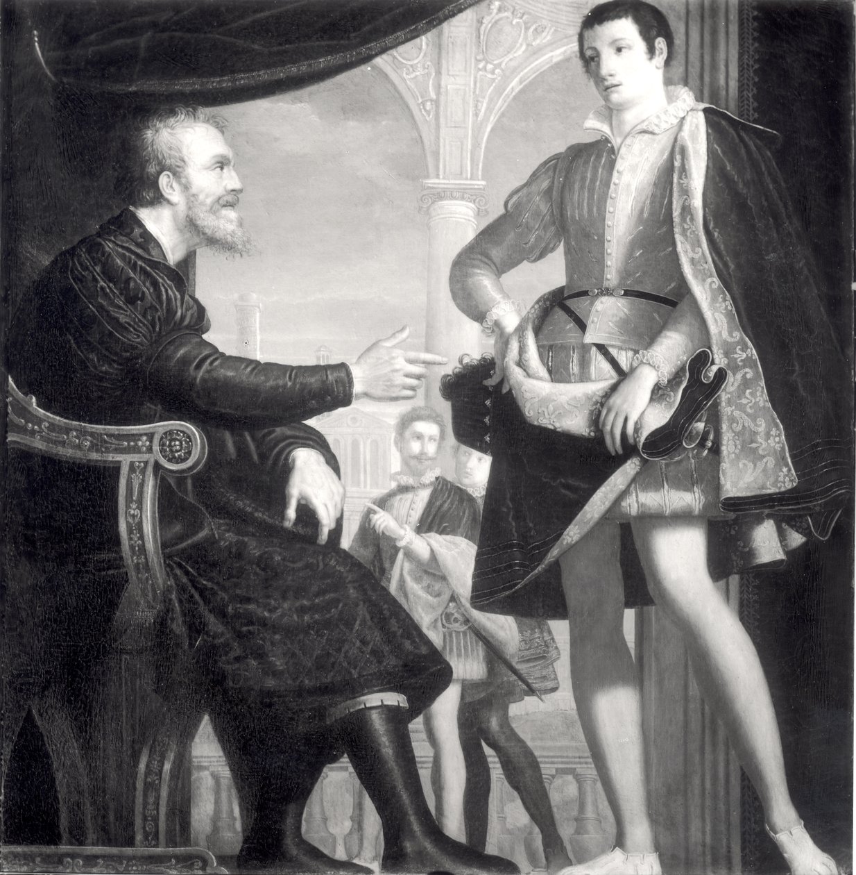 Michał Anioł (1475-1564) i Francesco I (1541-87) de Medici autorstwa Cosimo Gamberucci or Gambaruccio