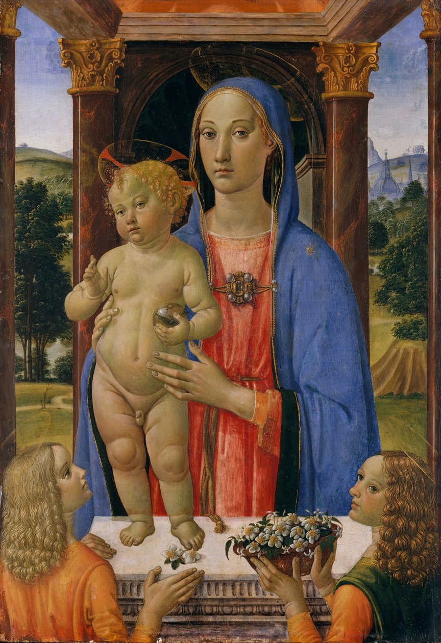Madonna z Dzieciątkiem z Aniołami. autorstwa Cosimo Rosselli