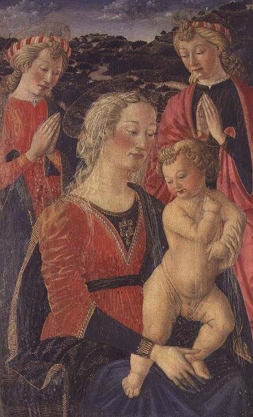 Мадонна ба хоёр Angelspoli-тэй хүүхэд autorstwa Cosimo Rosselli