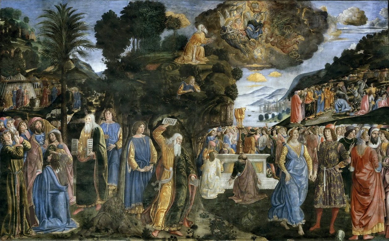 Discesa dal monte Sinai Zejście z góry Synaj, 1481-1482. autorstwa Cosimo di Lorenzo Rosselli