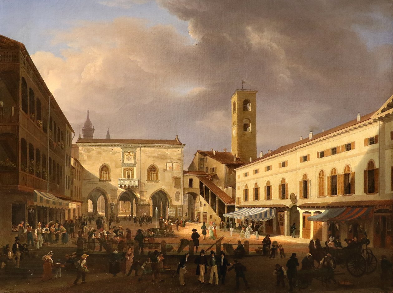 Widok na Piazza Grande w Bergamo autorstwa Costantino Rosa