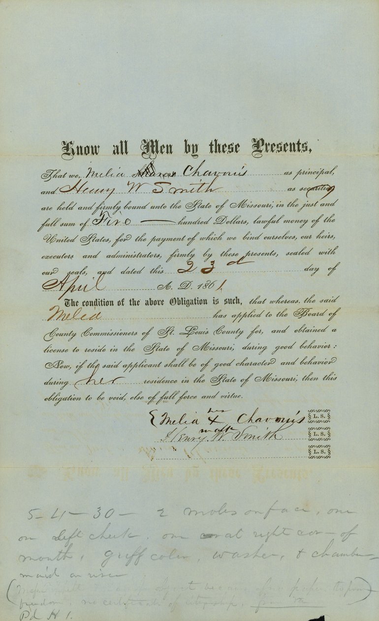 Chavouis Free Negro Bond autorstwa County Court of St. Louis