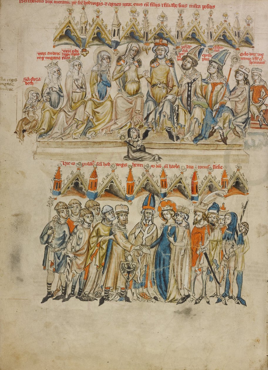 Rodzina Bertholda IV z Meranii. Ślub Jadwigi i Heinricha, 1353 autorstwa Court workshop of Duke Ludwig I