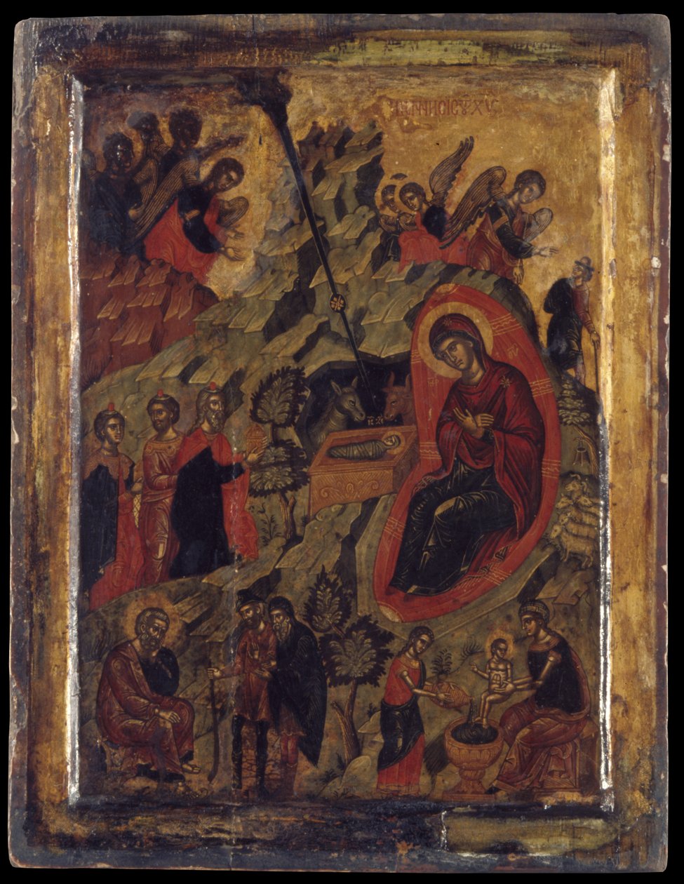 Narodzenia (tempera jajka na panelu) autorstwa Cretan School