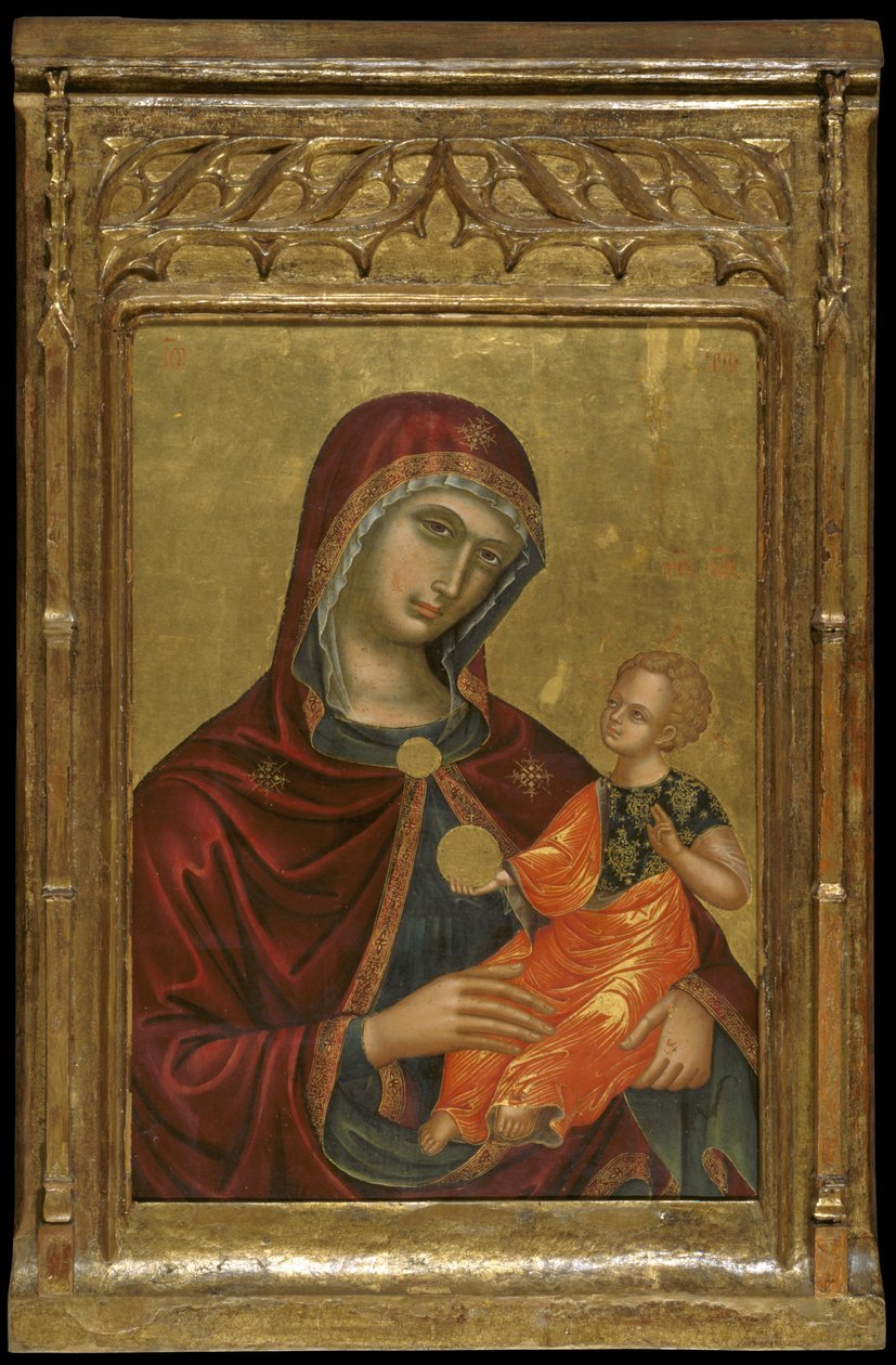 Ikona Matki Boskiej Pocieszenia (tempera jajeczna i płatek złota na panelu) autorstwa Cretan School