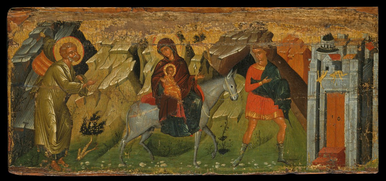 Ucieczka do Egiptu (tempera jajeczna na panelu) autorstwa Cretan School