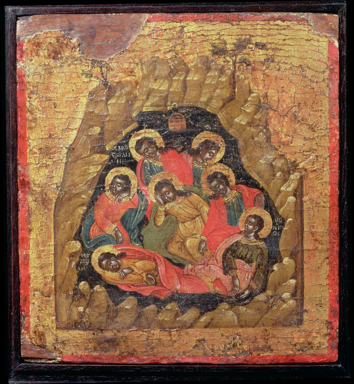 Siedmiu Śpiących z Efezu (tempera na panelu) autorstwa Cretan School