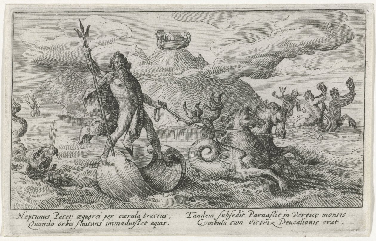 Neptun uspokaja fale Metamorfozy Owidiusza (tytuł serii) autorstwa Crispijn van de Passe (I)