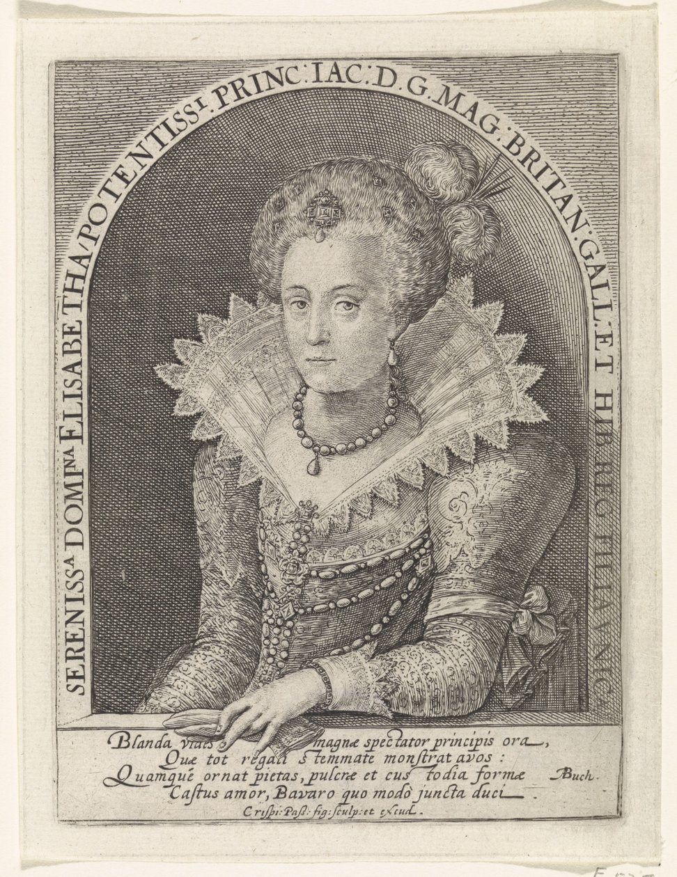 Portret Elżbiety Stuart, królowej Czech autorstwa Crispijn van de Passe (I)