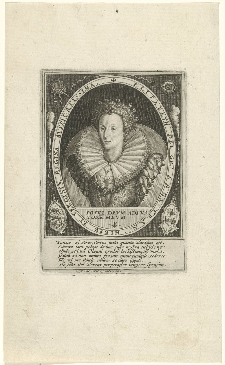 Portret Elżbiety I Tudor Królewski angielski (tytuł serii) autorstwa Crispijn van de Passe (I)