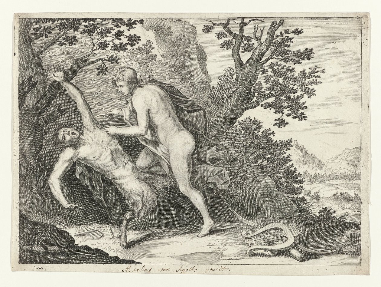 Apollo więdnie Marsjasza autorstwa Crispijn van de Passe (II) (attributed to)