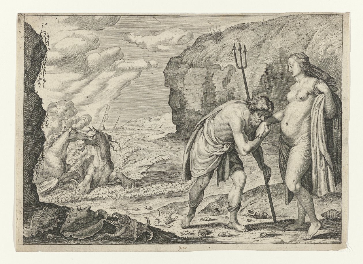 Neptun w Caen Metamorfosen van Ovidius (tytuł serii) autorstwa Crispijn van de Passe (II) (attributed to)