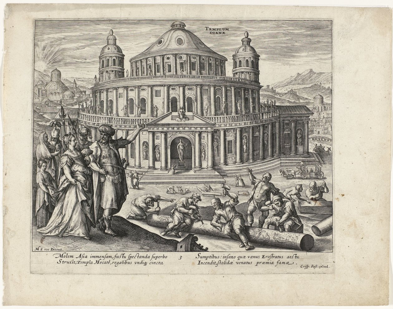 Świątynia Diany w Efezie Siedem cudów świata (tytuł serii) autorstwa Crispijn van de Passe (II) (attributed to)