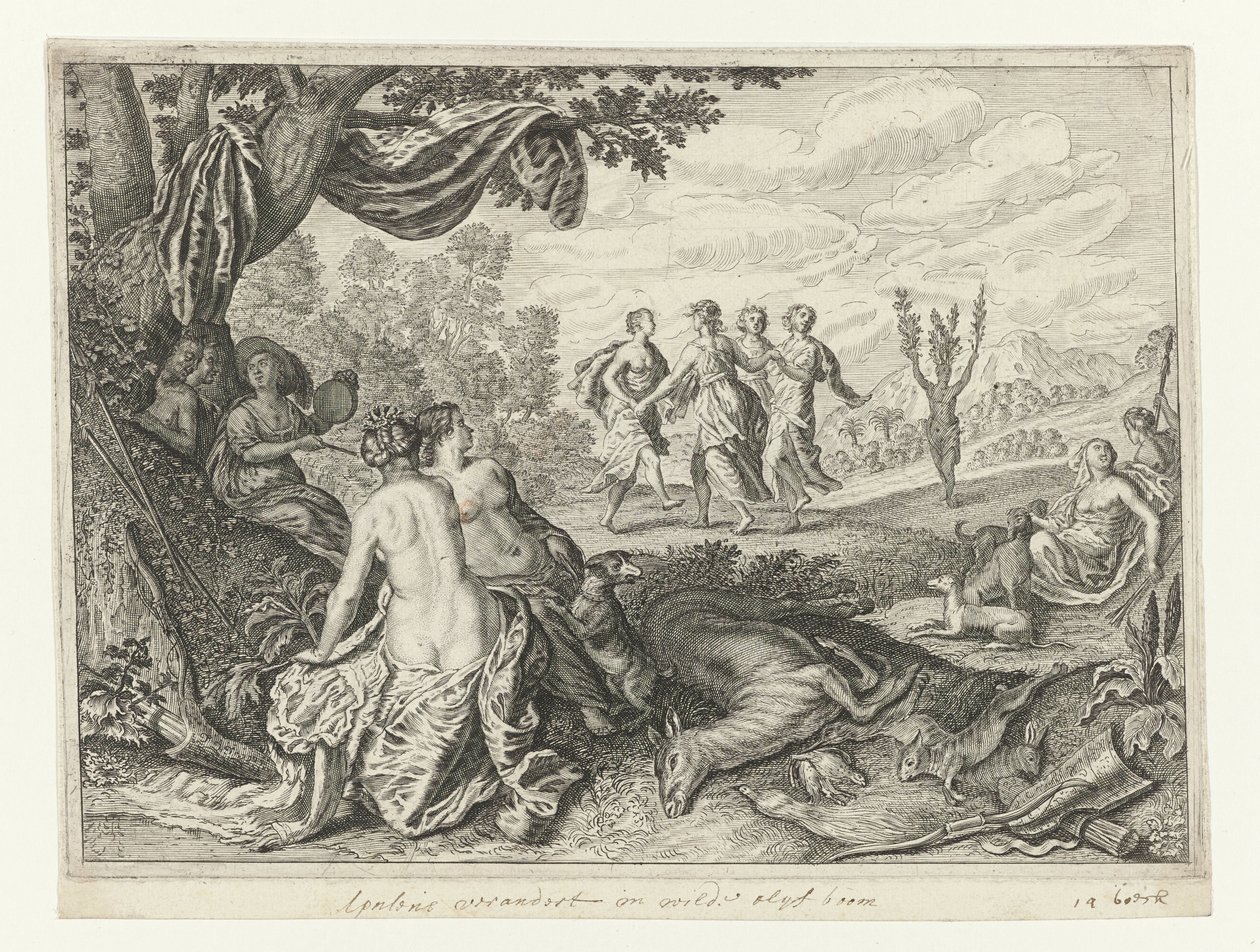 Owczarek Apulijski zamienił się w drzewo oliwne Metamorfozy Owidiusza (tytuł serii) autorstwa Crispijn van de Passe (II) (workshop of)