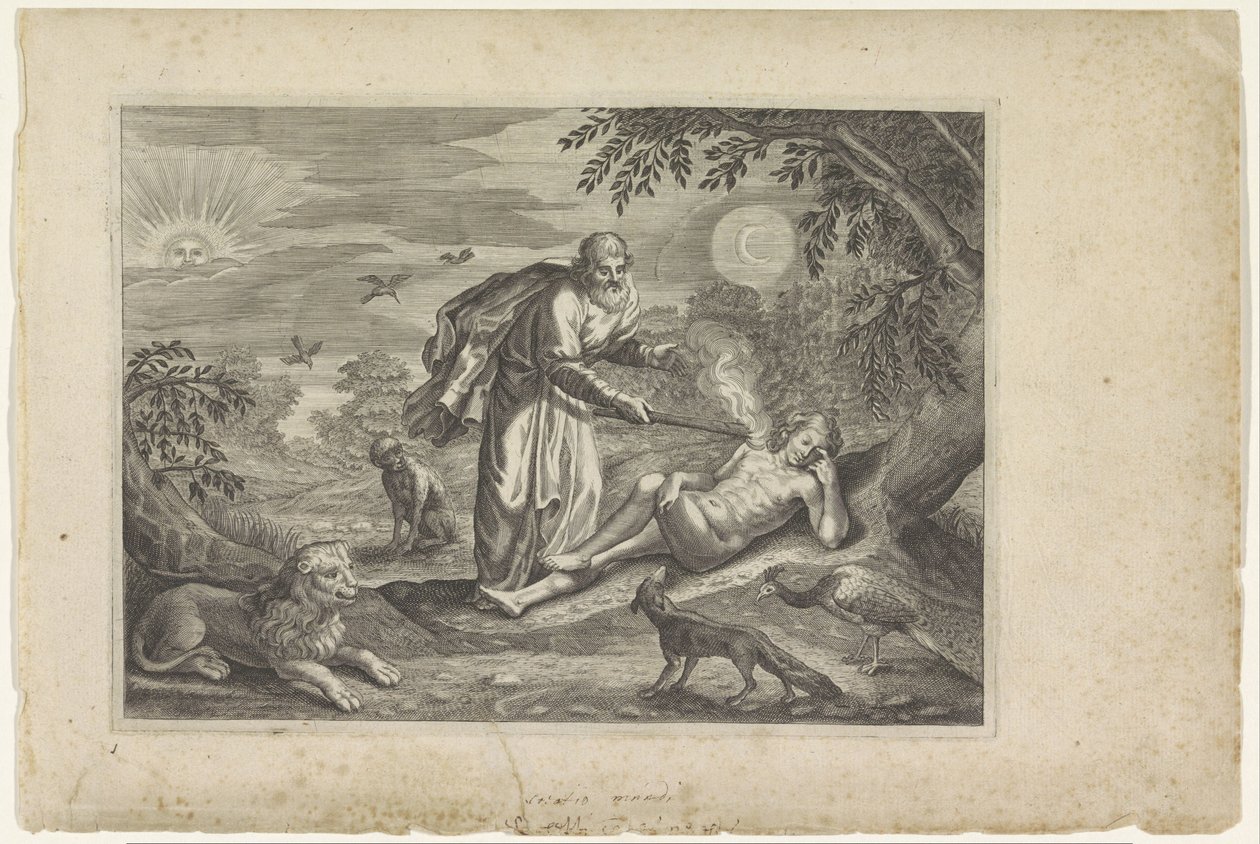 Prometeusz tworzy pierwszego człowieka Metamorfozy Owidiusza (tytuł serii) autorstwa Crispijn van de Passe (II) (workshop of)