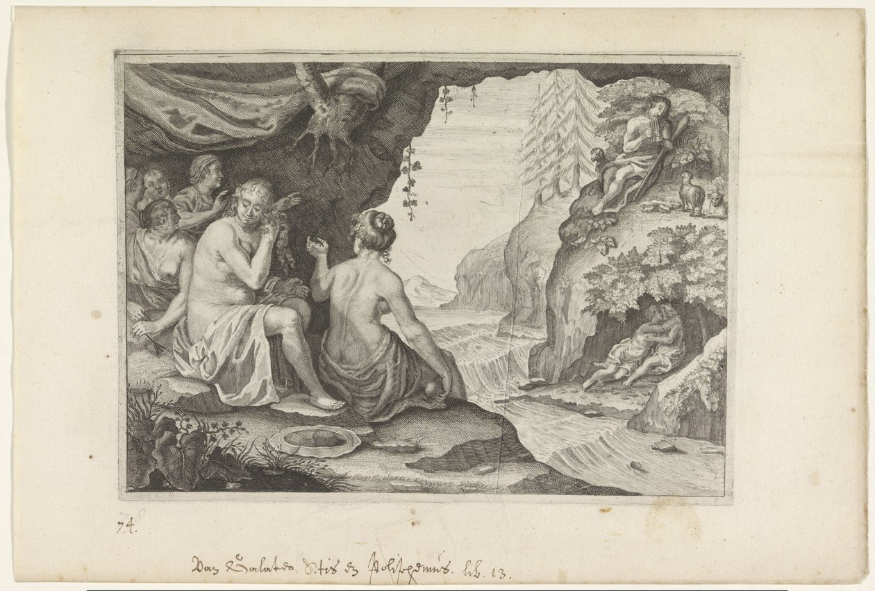 Polifem i Acis kochają Galatea Metamorfozy Owidiusza (tytuł serii) autorstwa Crispijn van de Passe (II)