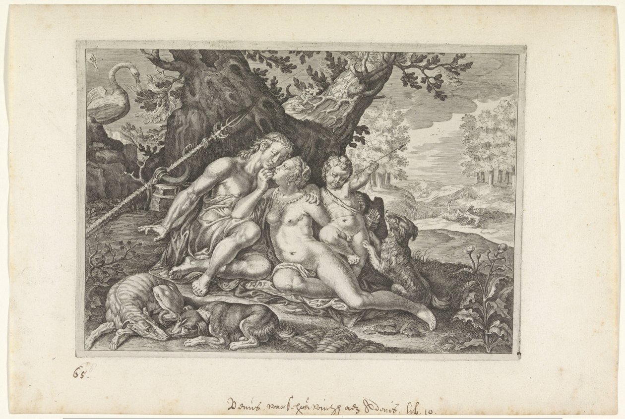 Wenus ostrzega Adonisa Metamorfozy Owidiusza (tytuł serii) autorstwa Crispijn van de Passe (II)