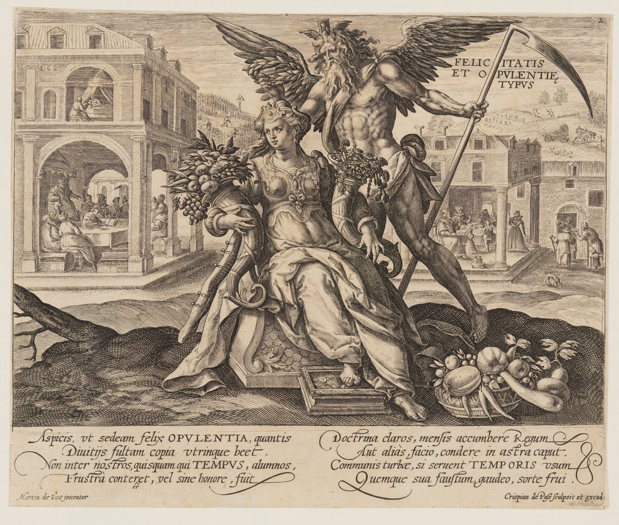 Felicitas et Opulentie Typus, z Czasu z cnotami i wadami autorstwa Crispijn van de Passe I