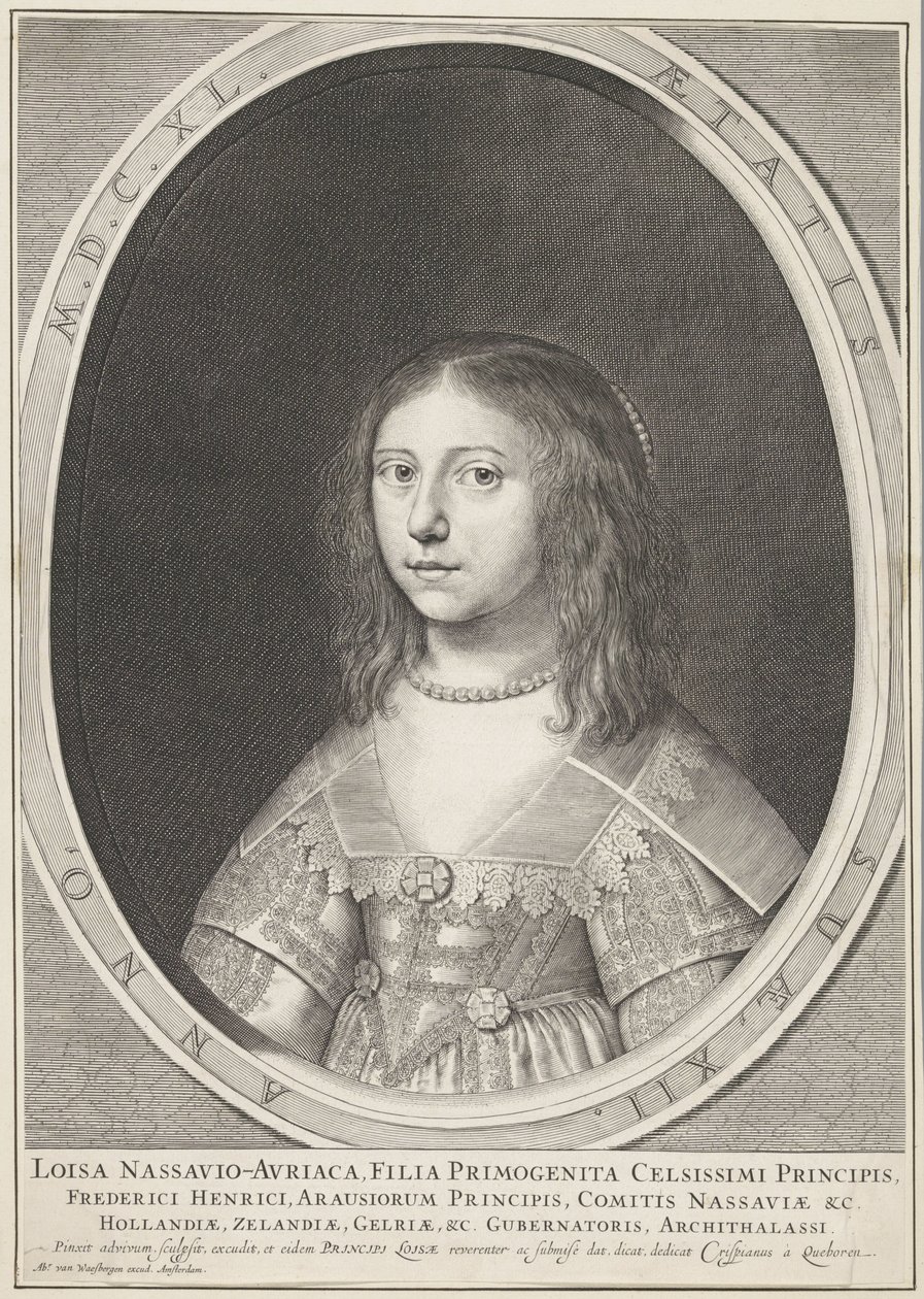 Portret Louise Henriëtte, księżniczki Orange, w wieku 12 lat autorstwa Crispijn van den Queborn