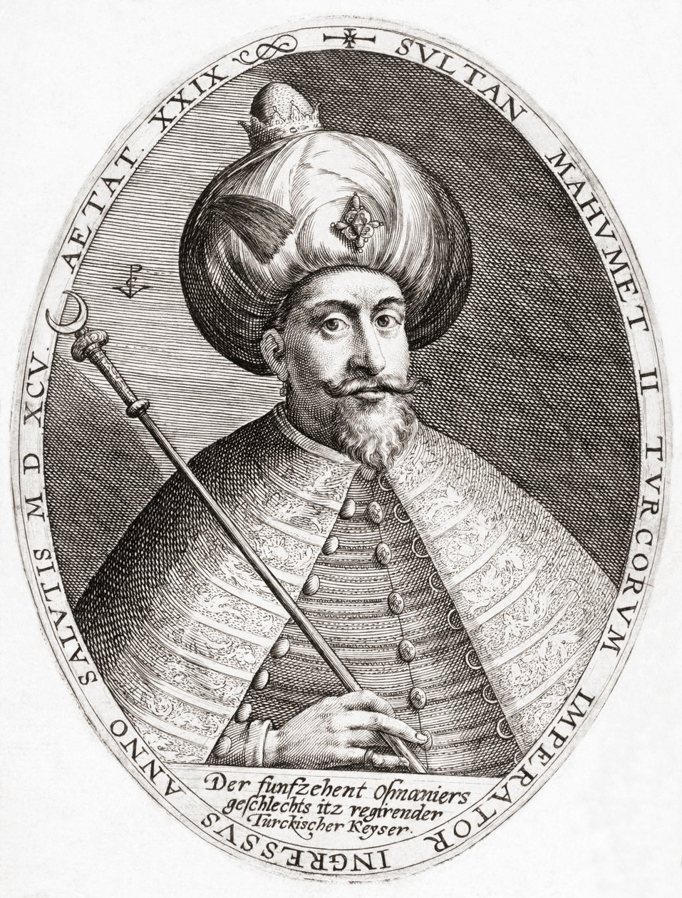Mehmeda III. Sułtan, Imperium Osmańskie. Portret. autorstwa Crispin I de (after) Passe