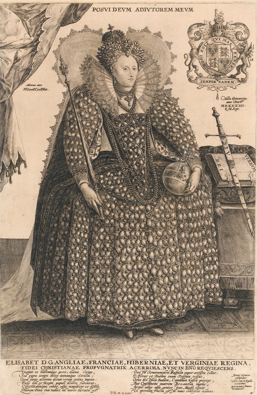 Elżbieta, królowa Anglii, c.1603 (grawerowanie) autorstwa Crispin I de Passe