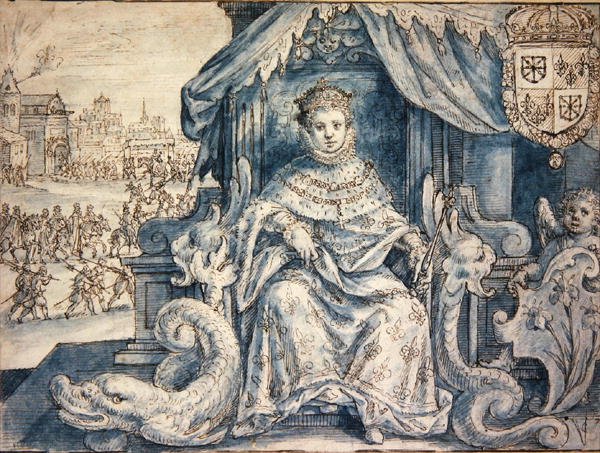 Ludwik XIII (1601-43) Król Francji (pióro i brązowy tusz z niebieskim przemyciem na papierze) autorstwa Crispin I de Passe