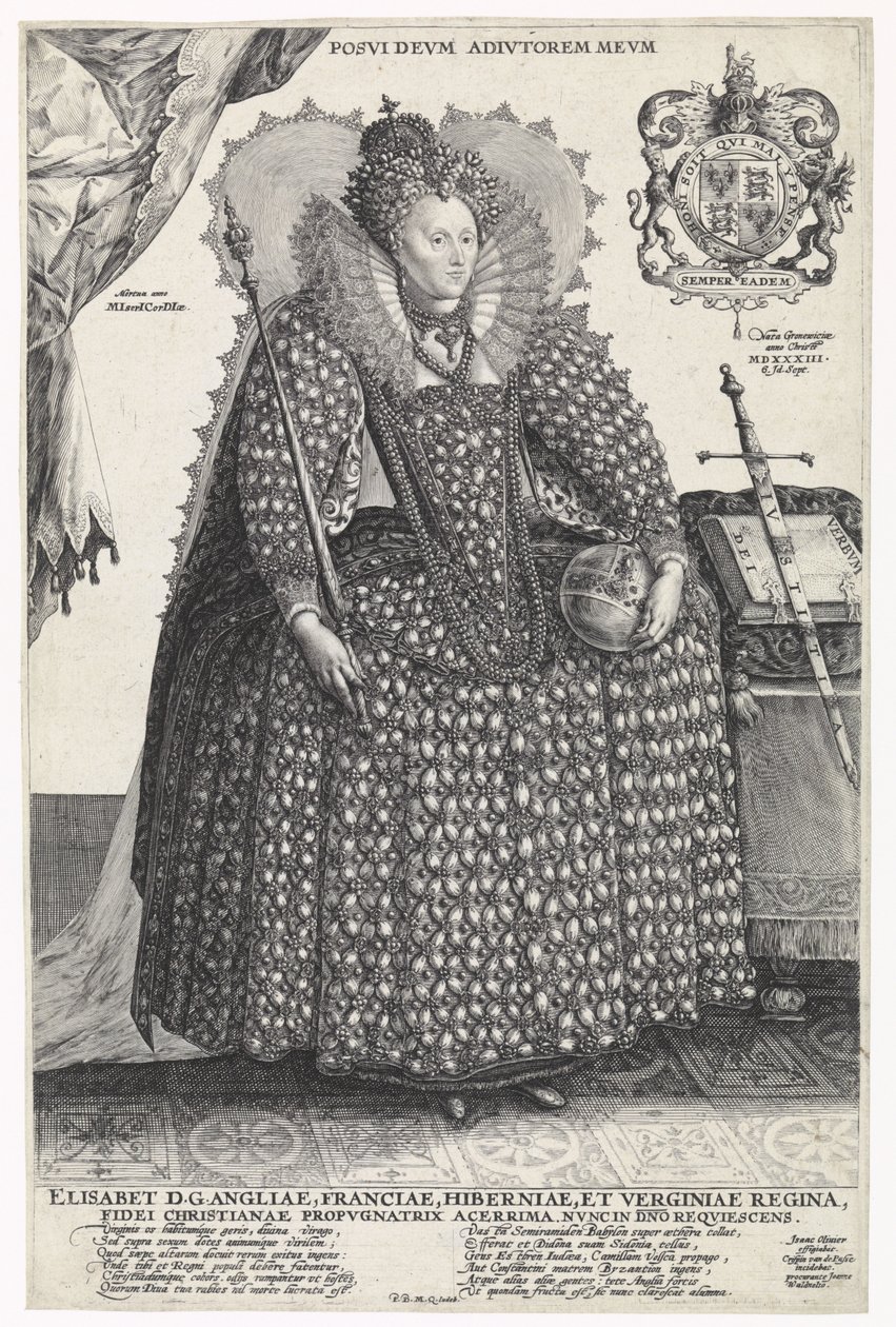 Portret królowej Anglii Elżbiety I, ok. 1603 autorstwa Crispin  Passe