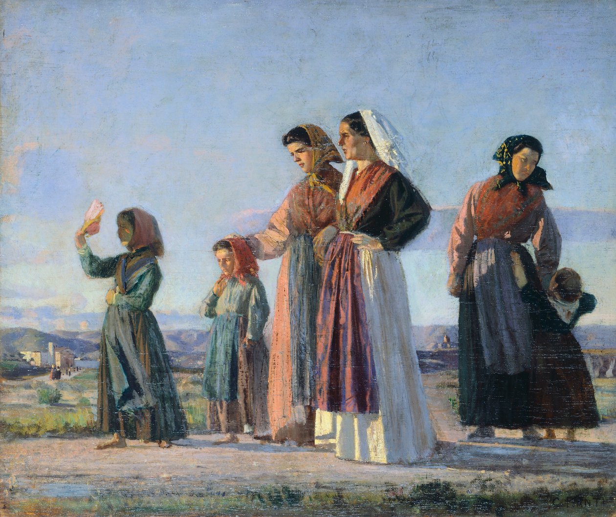 Powrót z mszy, ok. 1865, Cristiano Banti (1824-1904), olej na płótnie, 38x46 cm autorstwa Cristiano Banti