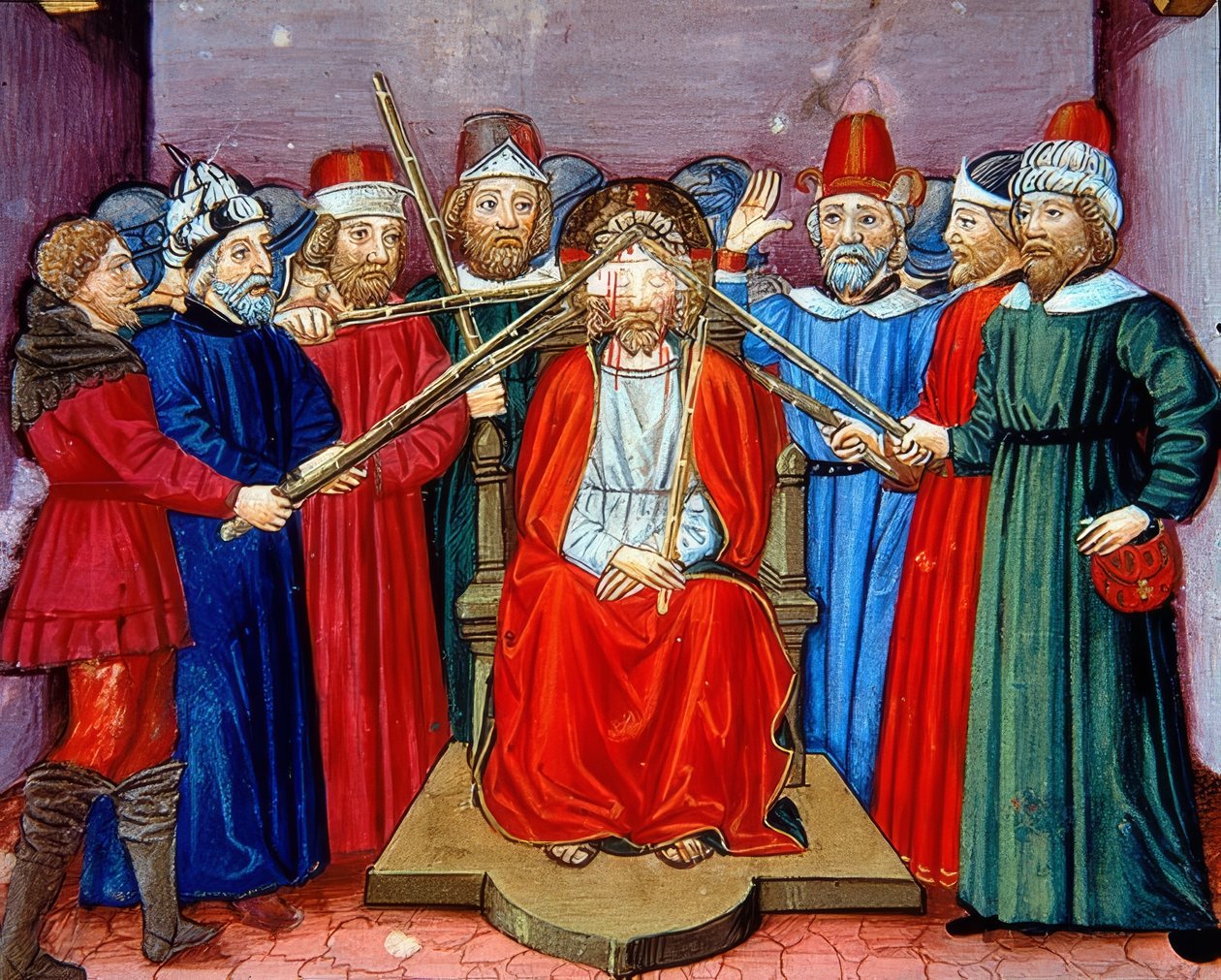 Ukoronowanie cierniem (ok. 115v). 1476 autorstwa Cristoforo De Predis