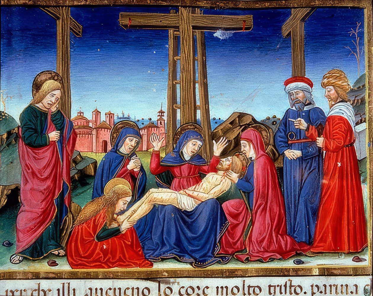 Kreuzabnahme (ok. 123r). 1476 autorstwa Cristoforo De Predis