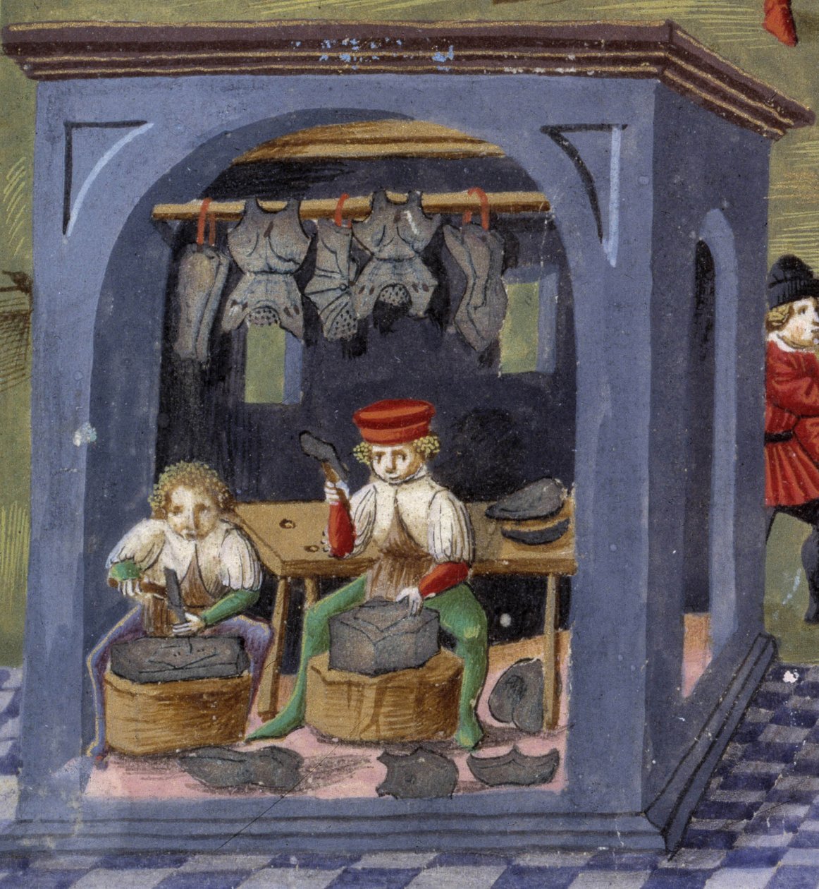 rusznikarz w „Wpływie księżyca”: rzemieślnicy. Miniatura wykonana przez Cristoforo de Predis (v. 1440-v. 1486) - w „” De Sphaera””” d