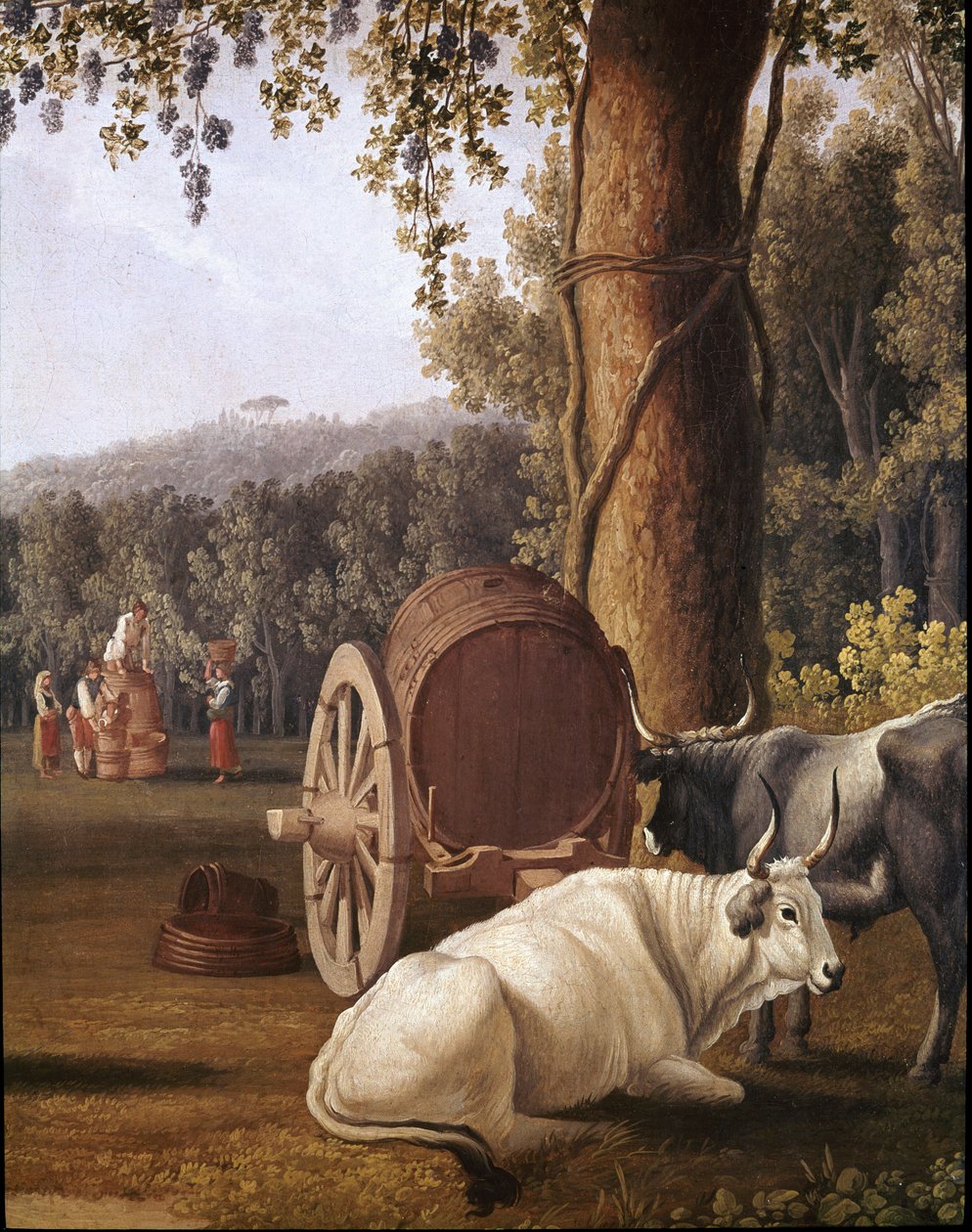 Żniwa w pobliżu Neapolu Fragment krów - (Żniwa w pobliżu Neapolu) Obraz Cristoforo Kneip (XVIII wiek) Neapol, Museo Nazionale di San Martino autorstwa Cristoforo Kneip